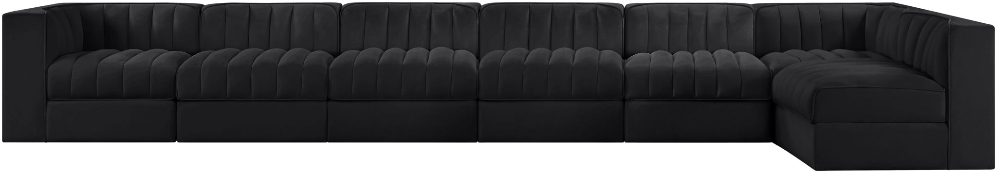 Rummi - Velvet Performance Fabric Upholstered 7 Piece Modular Sectional, L-Shaped (Right) - Simple Home Plus