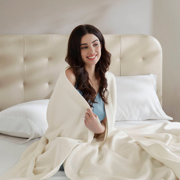 Egyptian Cotton - Twin Blanket - Ivory - Simple Home Plus
