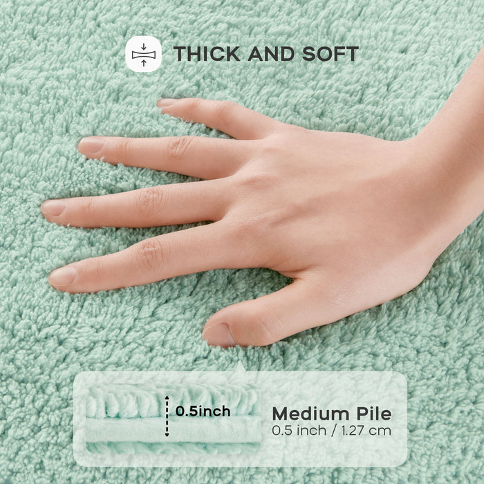 Splendor - 24" x 60" Tufted Reversible Bath Rug - Green - Simple Home Plus