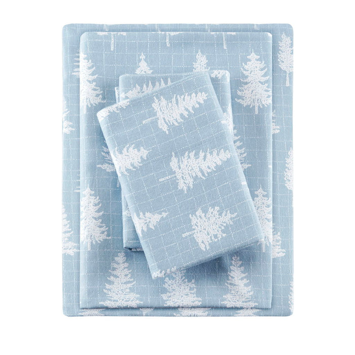 Cozy Flannel - Twin 100% Printed Sheet Set - Blue Forest