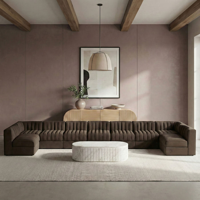 Rummi - Armless Velvet Performance Fabric Upholstered 9 Piece Modular Sectional - Simple Home Plus