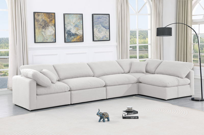 Indulge - Linen 5 Piece Modular Sectional - White