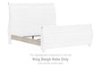 Willowton - King Sleigh Rails with Faux Plank Design - Whitewash - Simple Home Plus