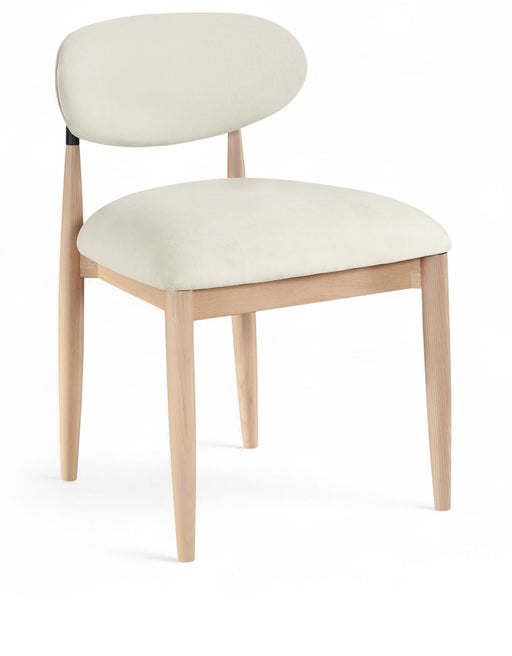 Riccio - Performance Fabric Upholstered Dining Side Chair (Set of 2) With Light Brown Legs - Cream - Simple Home Plus