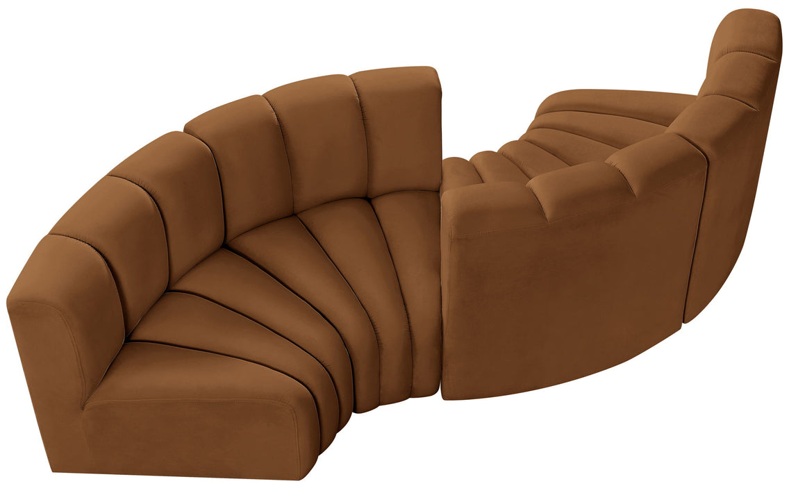 Arc - Velvet 4 Piece Curved Modular Sofa - Saddle - Simple Home Plus