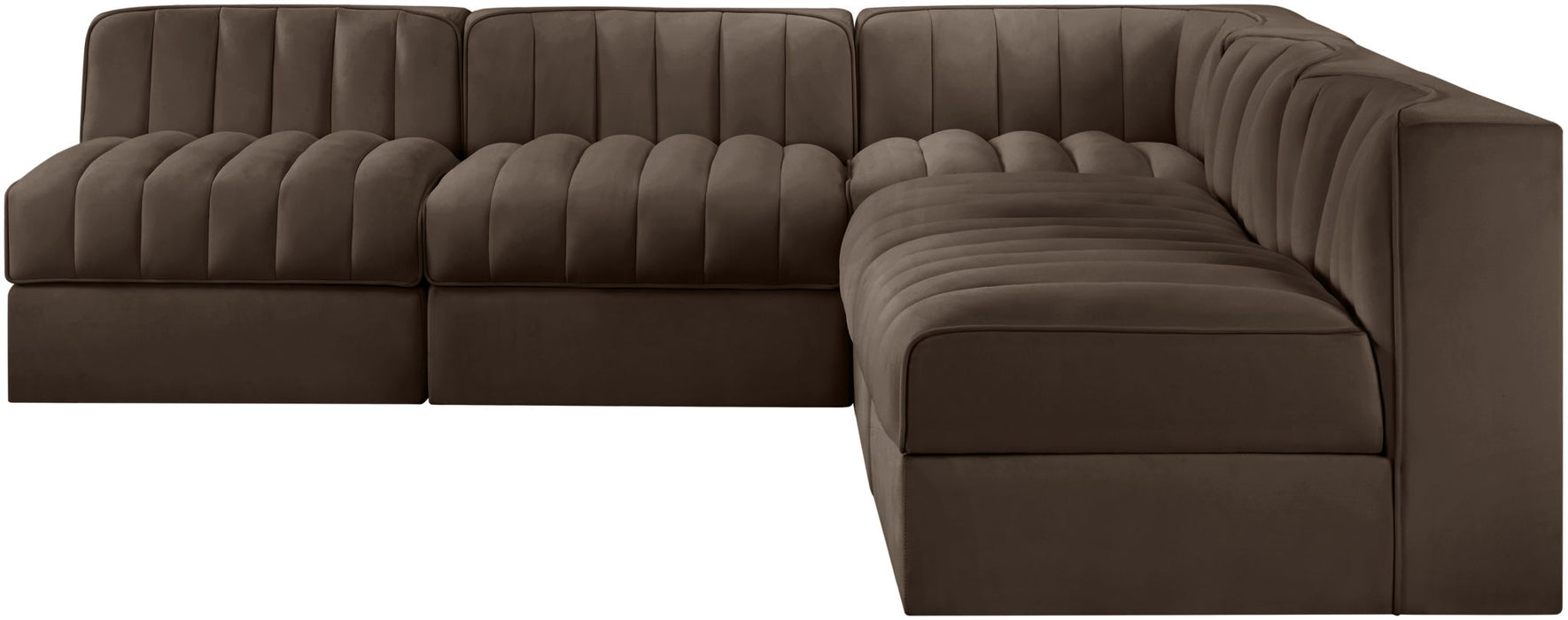 Rummi - Armless Velvet Performance Fabric Upholstered 5 Piece Modular Sectional - Simple Home Plus