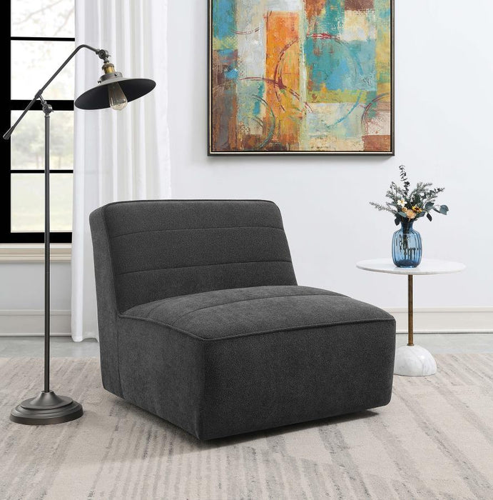 Cobie - Upholstered Armless Swivel Chair - Dark Charcoal - Simple Home Plus