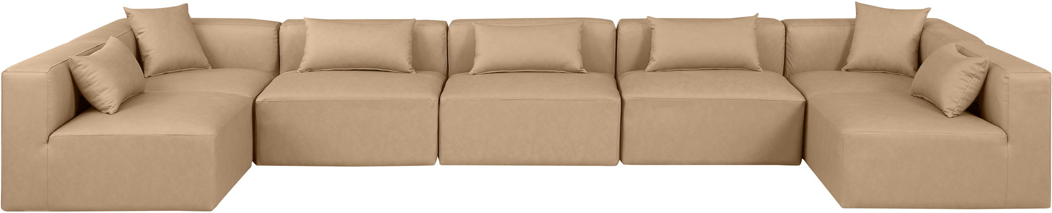 Cube - 7 Piece Modular U-Shaped Sectional - Tan - Simple Home Plus