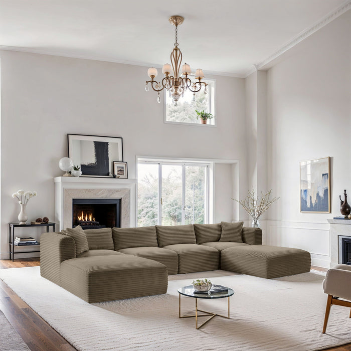 Shaggy - Fabric 6 Piece Modular Sectional With 2 Ottomans - Simple Home Plus