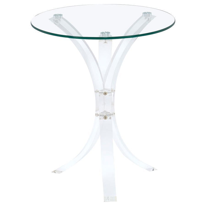 Laning - Round Glass Top Acrylic Side Table - Clear - Simple Home Plus