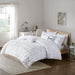 Raina - King Metallic Printed Comforter Set - White / Silver - Simple Home Plus