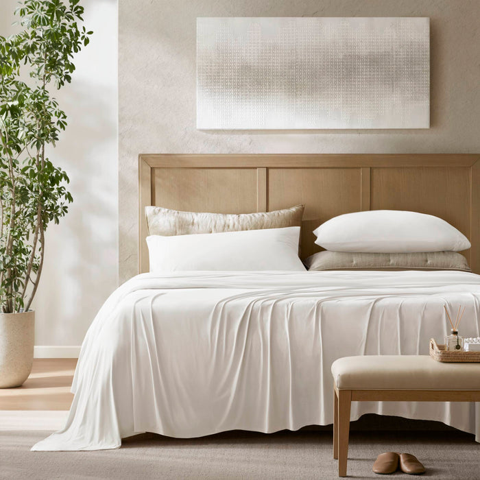 California King Stretch Jersey Sheet Set - White - Simple Home Plus