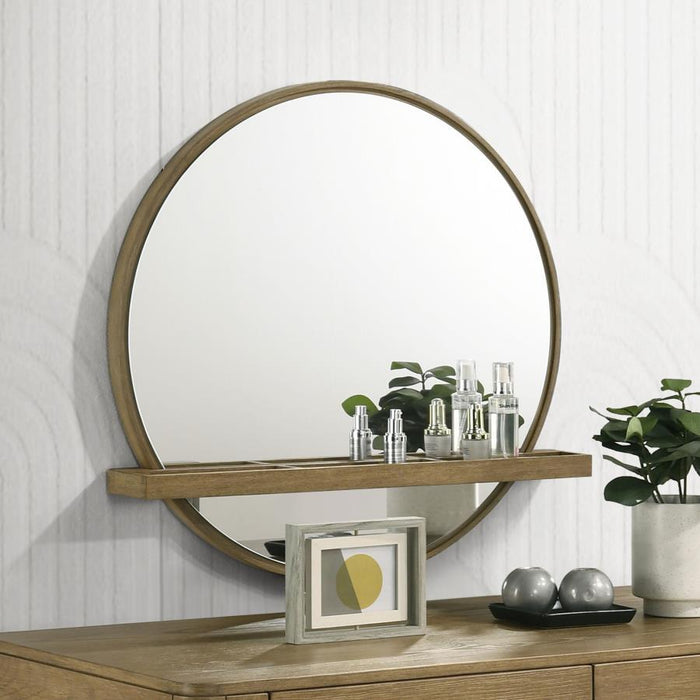 Arini - Round Vanity Wall Mirror With Shelf - Simple Home Plus