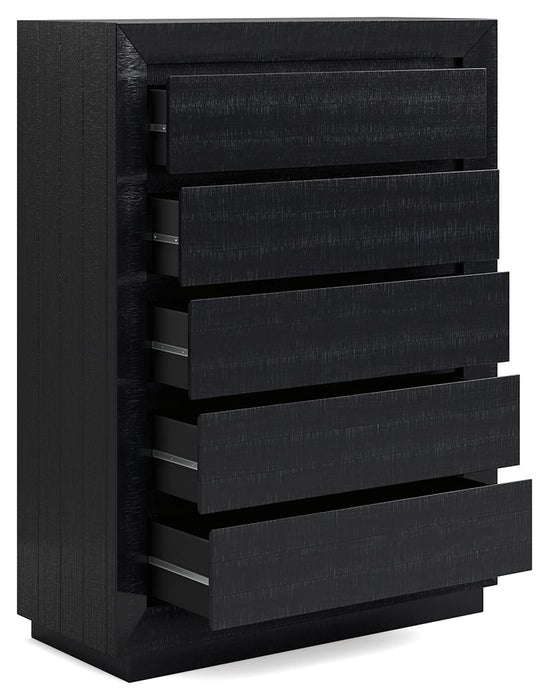 Londer - Black - Five Drawer Chest - Simple Home Plus