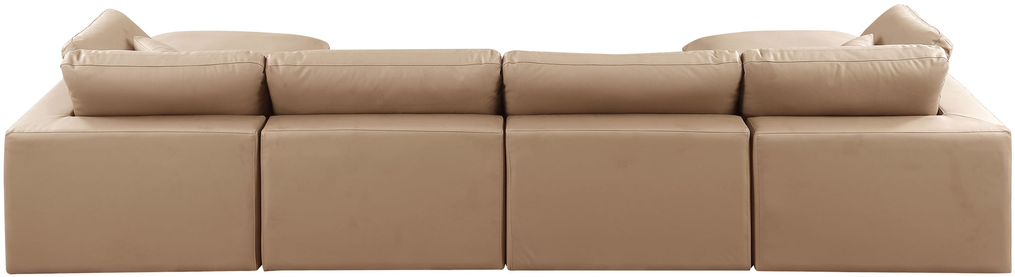 Comfy - 6 Piece Faux Leather Modular Double Chaise Sectional - Tan - Simple Home Plus