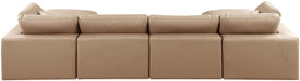 Comfy - 6 Piece Faux Leather Modular Double Chaise Sectional - Tan - Simple Home Plus