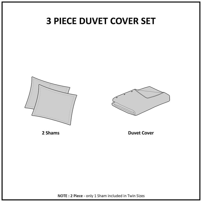 Veronica - King 3 Piece Tufted Floral Duvet Cover Set - Off White - Simple Home Plus