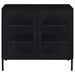 Jess - 2-Door Arched Fluted Glass Accent Cabinet - Black - Simple Home Plus
