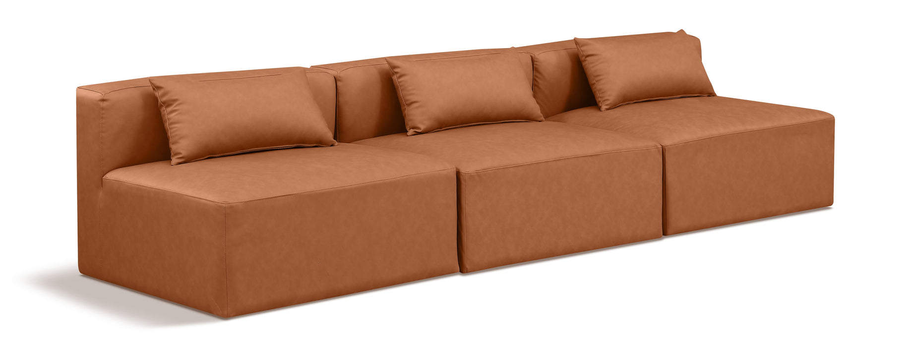 Cube - Modular 3 Seat Armless Sofa - Cognac - Simple Home Plus