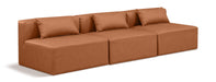 Cube - Modular 3 Seat Armless Sofa - Cognac - Simple Home Plus