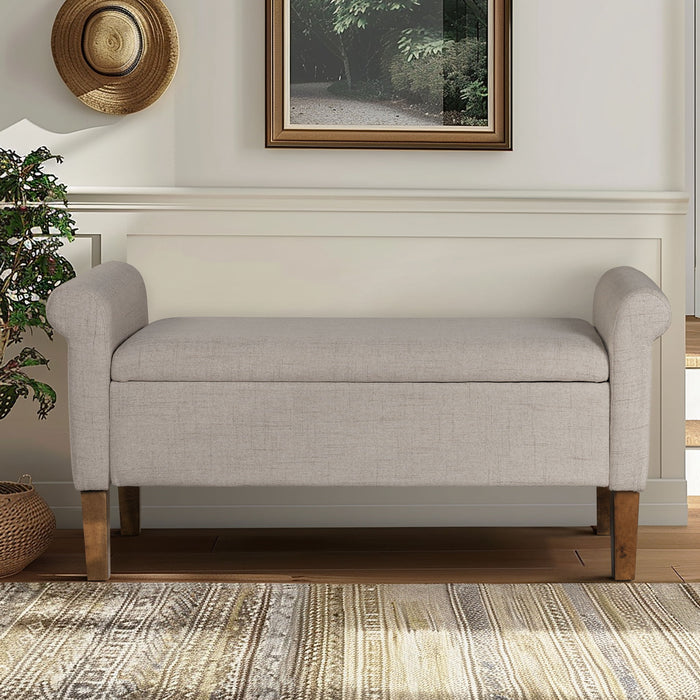 Aubrey - Upholstered Storage Bench - Cream - Simple Home Plus