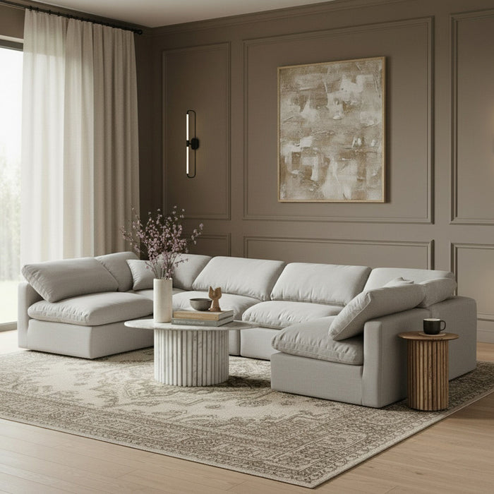 Indulge - Linen 6 Piece Modular U-Shaped Sectional - Simple Home Plus