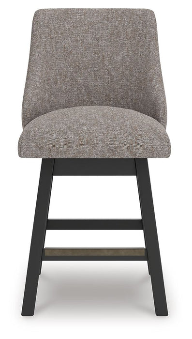 Neymorton - Upholstered Swivel Barstool (Set of 2) - Dark Grayish Brown