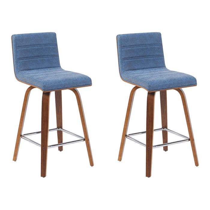 Vienna - Modern Counter Height Swivel Bar Stool - Walnut Finished Wood Frame - Simple Home Plus