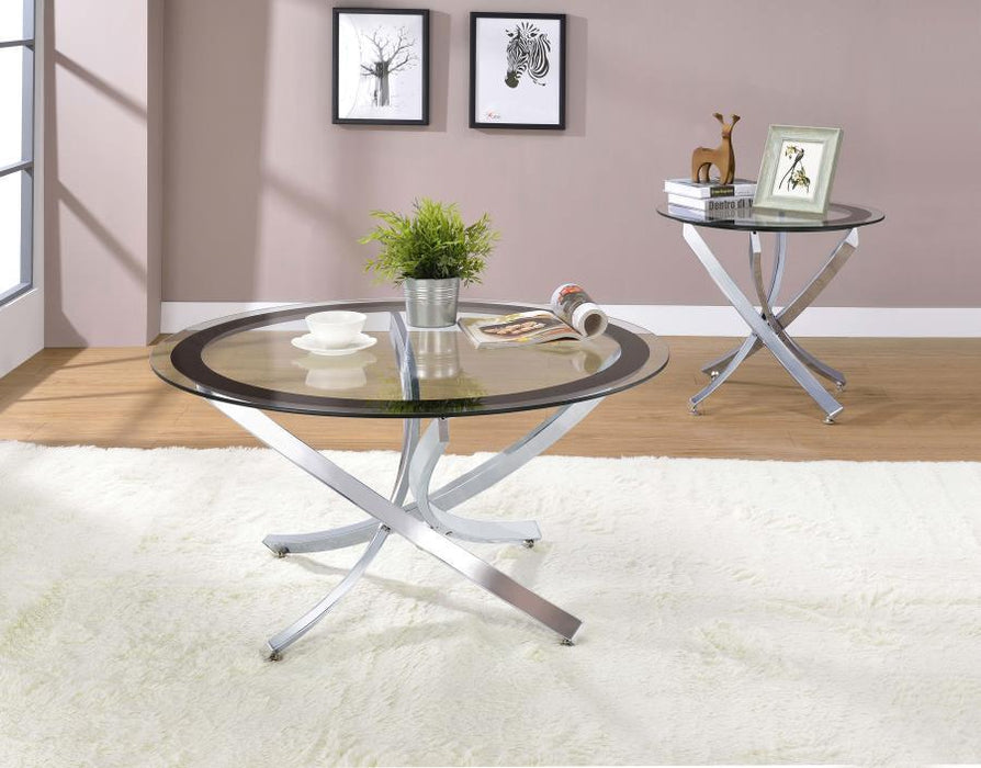 Brooke - Round Glass Top Side End Table Metal Base - Simple Home Plus