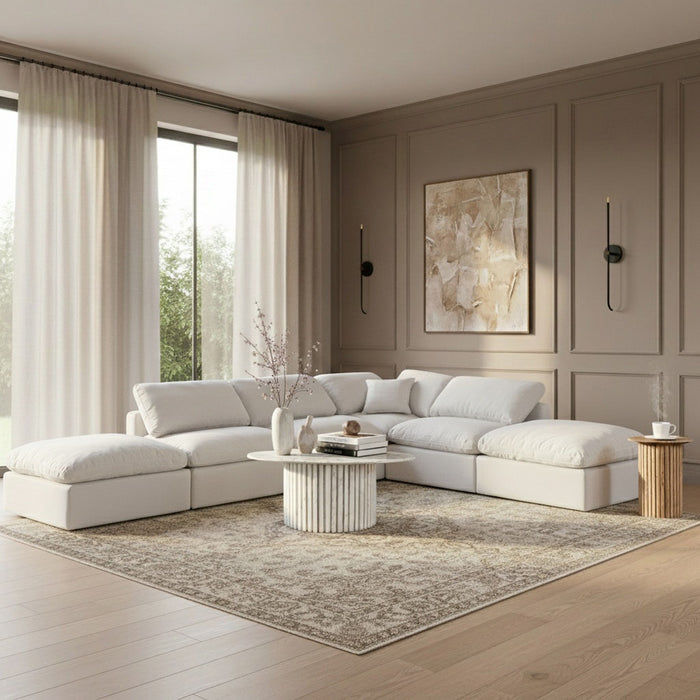Indulge - Linen 6 Piece Modular Armless Sectional - White - Simple Home Plus