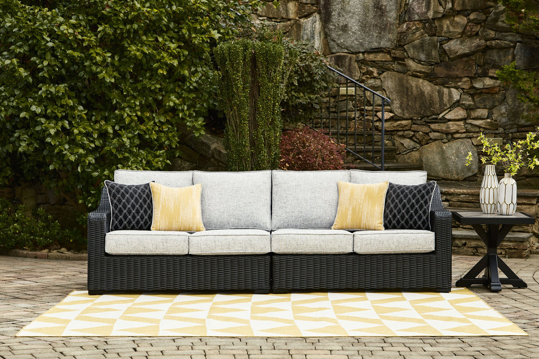 Beachcroft - Black / Light Gray - 2-Piece Outdoor Loveseat with Cushion - Simple Home Plus