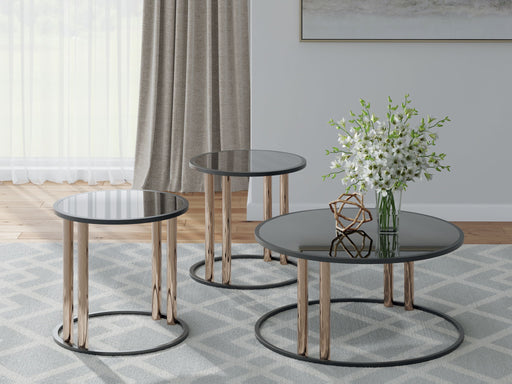 Hannerly - Black / Gold Finish - Occasional Table Set (Set of 3) - Simple Home Plus