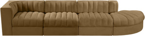 Rummi - Velvet Performance Fabric Upholstered 4 Piece Modular Sectional With Reverse Corner Chair - Simple Home Plus