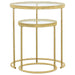 Maylin - 2 Piece Round Glass Top Nesting Table Set - Gold - Simple Home Plus