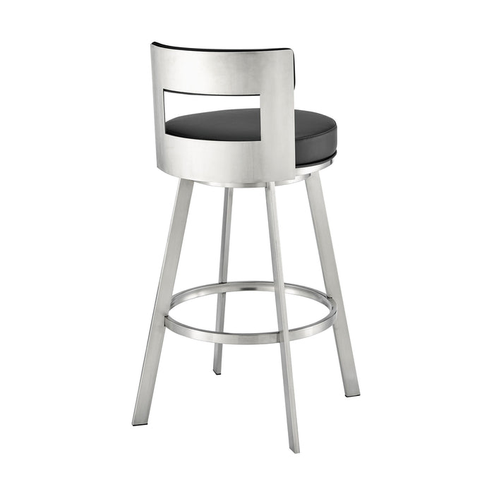 Lynof - Swivel Bar Stool - Brushed Stainless Steel Finish
