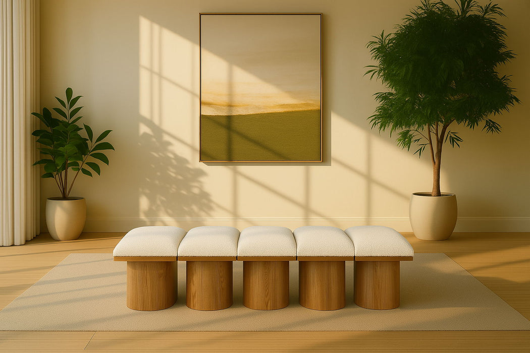 Pavilion - 5 Piece Modular Bench With Walnut Base - Simple Home Plus