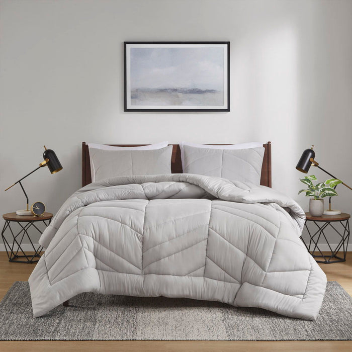 Remy - Quilted Chevron Comforter Set - Gray - Simple Home Plus