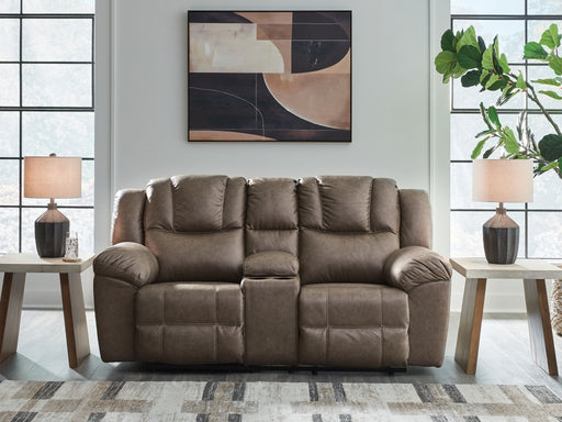Lowilla - Double Reclining Loveseat With Console - Driftwood - Simple Home Plus