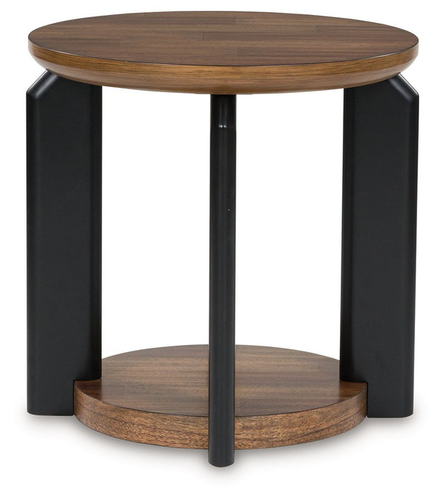 Kraeburn - Brown / Black - Round End Table - Simple Home Plus
