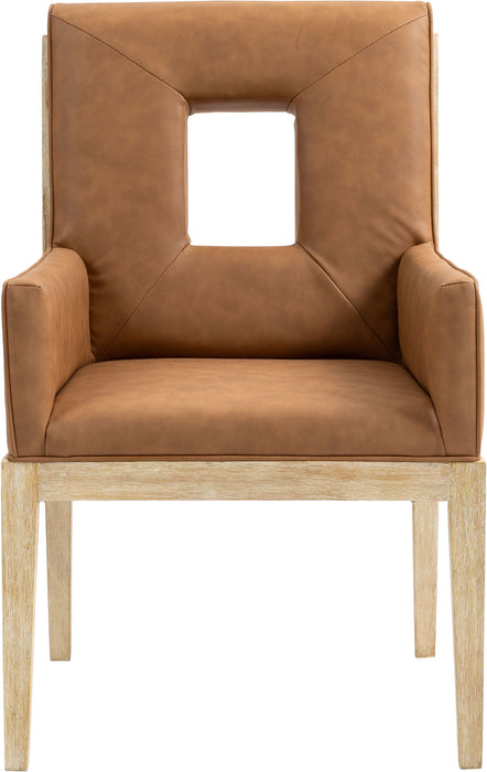 Gwendolyn - Faux Leather Dining Arm Chair With Natural Frame - Simple Home Plus