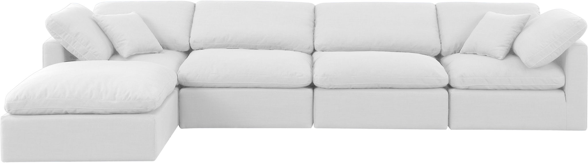 Indulge - Linen 5 Piece Modular Sectional With Chaise - White - Simple Home Plus