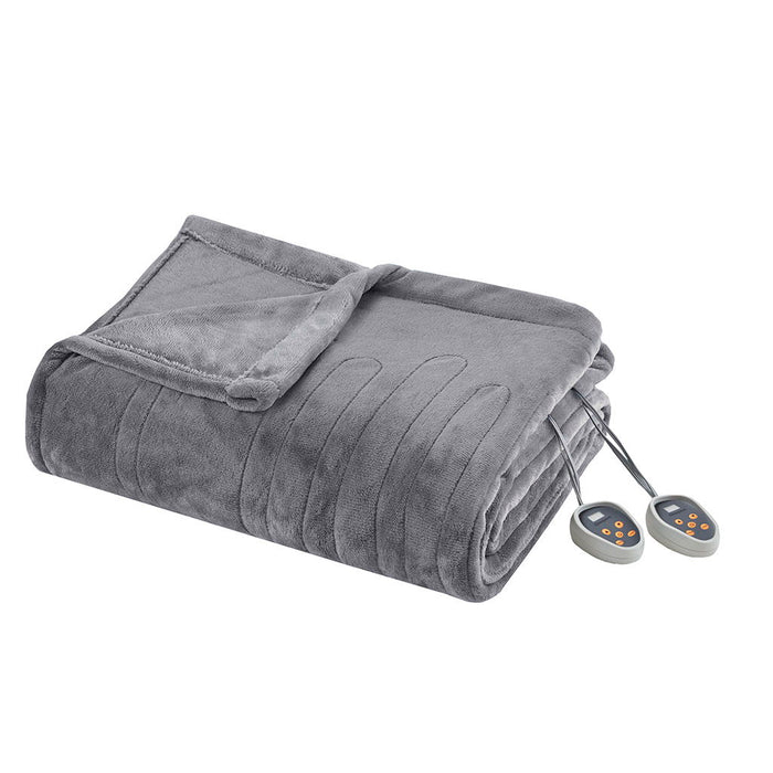 Heated Plush - Queen Blanket - Gray - Simple Home Plus