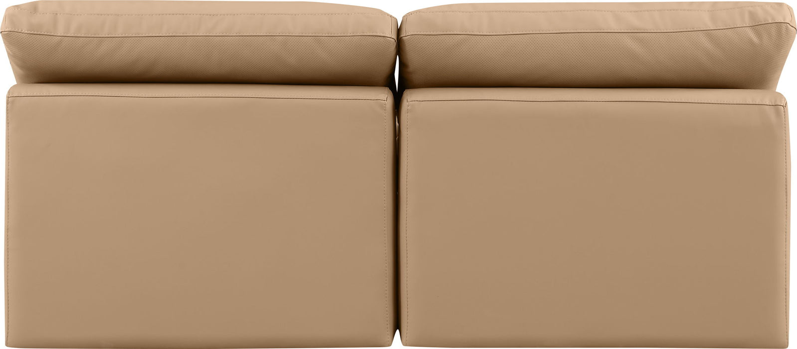 Indulge - Faux Leather 2 Piece Modular Armless Sofa - Tan - Simple Home Plus