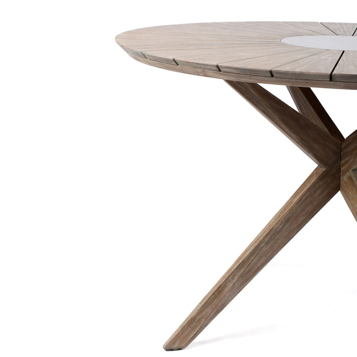 Oasis - Outdoor Light Eucalyptus Wood And Concrete Round Dining Table - Simple Home Plus
