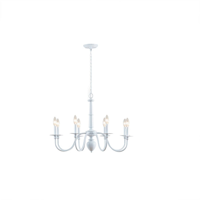 Amelia - 8-Light Traditional Metal Chandelier - Glossy White - Simple Home Plus