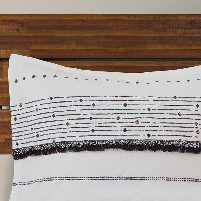 Nea - Printed Comforter Set With Trims - Black / White - Simple Home Plus