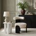 Calder - Linen Textured Fabric Upholstered Accent Chair - Painted Black Base - Simple Home Plus