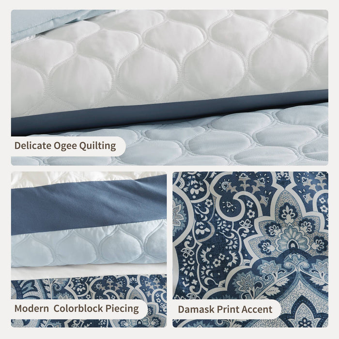 Shawnee - King 8 Piece Comforter Set - Blue - Simple Home Plus