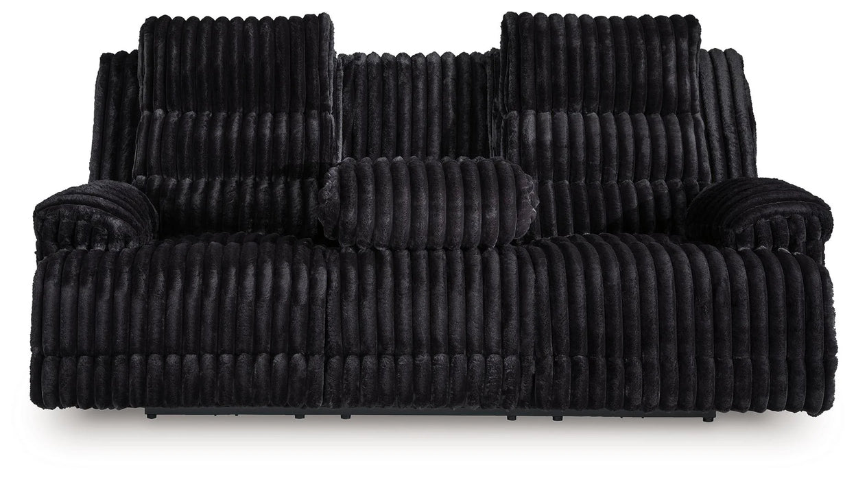 Rhine Falls - Reclining Power Sofa With Drop Down Table - Onyx AS-IS