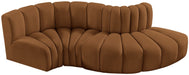 Arc - Velvet 4 Piece L-Shaped Modular Sofa - Saddle - Simple Home Plus